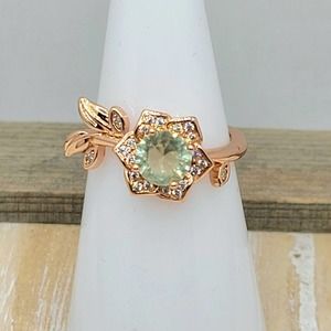NWT $124 The Nora Ring Lab-Created Chrysolite Rose Gold Plated. Ring Bomb Party